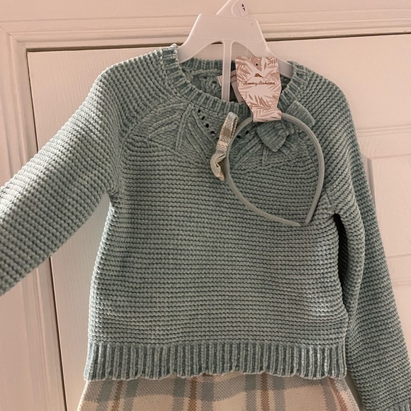 Tommy Bahama Light Blue/Green Knit Sweater with Bow Headband - Picture 3 of 6